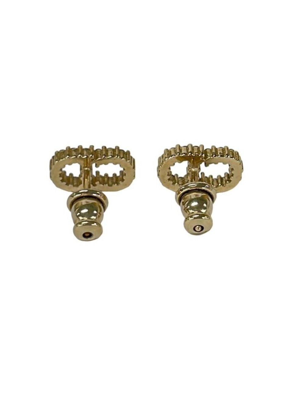 Dior Earrings Petit CD Mini Stud Gold CD Motif Line Stone - Picture 2 of 3